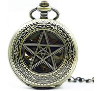 Retro Hollow Five Pointed Stars Vintage Lucky Star Bronze Necklace Skeleton Mechanical Pocket Watch Gift Pocket Watch Gifts for Family