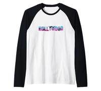 Retro Hollywood California Beach Sunset LA Palm Trees Cheap Raglan Baseball Tee