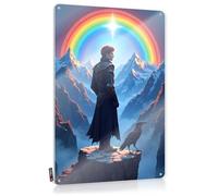 Retro Home Decor, Wall Signs Space Soft Bath A Warrior's Journey: Standing Before The Rainbow | Rustic Scandinavian Wall Art(30X40CM)
