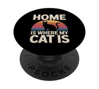 Retro Home Is Where My Cat Is PopSockets Adhesive PopGrip