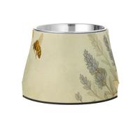 Retro Honey Bee Raised Pets Food Bowls Elevated Stainless Steel Pets Basic Bowls for Small Pet Slow Down Eating