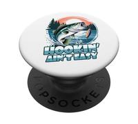 Retro Hookin Ain't Easy Funny Bass Fishing Catch Fisherman PopSockets Adhesive PopGrip