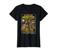 Retro Horror Monster Movie Zombie Drive-in Design Value Graphic T-Shirt, Women, Black, M