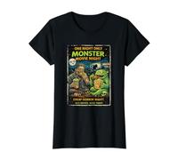 Retro Horror Monster Movie Zombie Drive-in Design Value Graphic T-Shirt, Women, Black, S