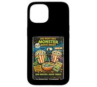 Retro Horror Monster Popcorn Drive-In Design Case for iPhone 15