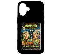 Retro Horror Monster Popcorn Drive-In Design Case for iPhone 16