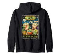 Retro Horror Monster Popcorn Drive-In Design Zip Hoodie
