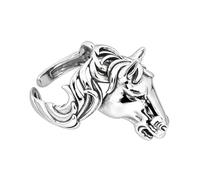 Retro Horse Head Ring for Men Women Personalized Adjustable Knuckle Middle Rings Comfort Fit Punk Animal Style Open Wrap Finger Band Gothic Vintage Holiday Party Unisex Friendship Jewelry Size 8