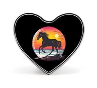 Retro Horse on Sunset Funny Lapel Pins Heart Button Brooch Badge Pin Hat Clothes Bag Jewelry for Men Women