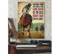 Retro Horse Racing Secretariat The Only Time You Should Ever Look Back Is To See How Far You’Ve Come Poster Educational Plaque Decoration Home Office Room Wall Art Decor 8 x 12 In