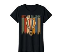 Retro Hot Air Balloon Vintage 70s 80s Silhouette Ballooning Value Graphic T-Shirt, Women, Black, XS