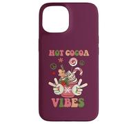 Retro Hot Cocoa Peace Sign Winter Holiday Graphic Case for iPhone 15