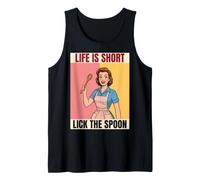 Retro Housewife Lick Spoon Funny Cooking Quote Tank Top