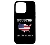 Retro Houston United States Distressed United States Flag Case for iPhone 15 Pro Max
