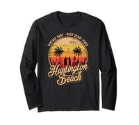 Retro Huntington Beach Surf City CA Longboard Sunset Long Sleeve T-Shirt