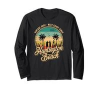 Retro Huntington Beach Surf City CA Longboard Sunset Long Sleeve T-Shirt