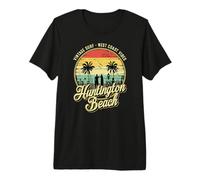 Retro Huntington Beach Surf City CA Longboard Sunset Premium T-Shirt