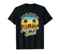 Retro Huntington Beach Surf City CA Longboard Sunset T-Shirt