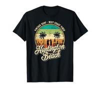 Retro Huntington Beach Surf City CA Longboard Sunset T-Shirt