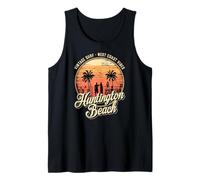 Retro Huntington Beach Surf City CA Longboard Sunset Tank Top