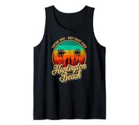 Retro Huntington Beach Surf City CA Longboard Sunset Tank Top