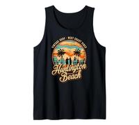 Retro Huntington Beach Surf City CA Longboard Sunset Tank Top