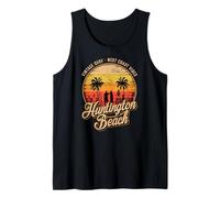 Retro Huntington Beach Surf City CA Longboard Sunset Tank Top