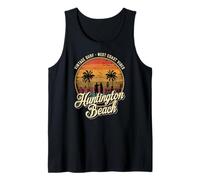 Retro Huntington Beach Surf City CA Longboard Sunset Tank Top
