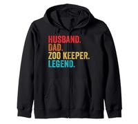 Retro Husband Dad Zoo Keeper Legend Father Dad Gifts Zip Hoodie