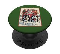 Retro Husky Christmas Sled Team - Santa’s Dog Sled Crew PopSockets Adhesive PopGrip