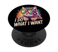 Retro I do what I want cat with sunglasses funny cat lover PopSockets Adhesive PopGrip