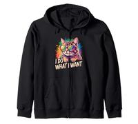 Retro I do what I want cat with sunglasses funny cat lover Zip Hoodie