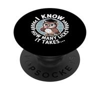 Retro I Know How Many Licks It Takes Funny Owl Lollipop PopSockets Adhesive PopGrip