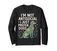 Retro I’m Not Antisocial I Just Prefer Dogs Funny Dog Lover Long Sleeve T-Shirt