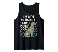 Retro I’m Not Antisocial I Just Prefer Dogs Funny Dog Lover Tank Top