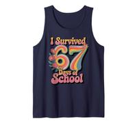 Retro I Survived 67 Days of School Meme Six Seven Brain Rot Tank Top