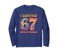 Retro I Survived 67 Days of School Slang Six Seven Brain Rot Long Sleeve T-Shirt