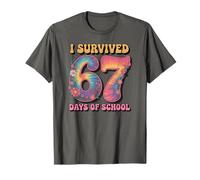 Retro I Survived 67 Days of School Slang Six Seven Brain Rot T-Shirt