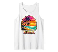 Retro Ibiza Sunset and Palm Trees, Fun Spanish Party Beach Tank Top