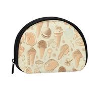 Retro ice Cream Prints Coin Purse Shell Mini Pouch Wallet Change Bag for Women Girls Kids