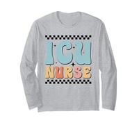 Retro ICU Nurse Critical Care RN Wavy Design Long Sleeve T-Shirt