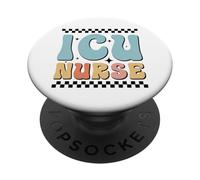 Retro ICU Nurse Critical Care RN Wavy Design PopSockets Adhesive PopGrip
