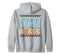 Retro ICU Nurse Critical Care RN Wavy Design Zip Hoodie