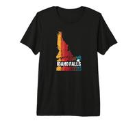 Retro Idaho Falls ID State Map Novelty Graphic Souvenir Premium T-Shirt