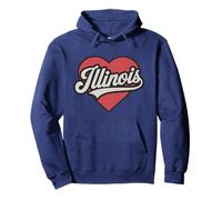 Retro Illinois Heart State Pride Throwback Illinois Pullover Hoodie