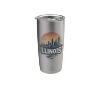 Retro Illinois Skyline Vintage Souvenir Stainless Steel Insulated Tumbler