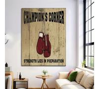 Retro Illustration Wall Art Boxing Gloves Canvas Art Print Wall Decor Red Beige Artwork for Bedroom Bathroom No Frame 16" x 24"