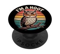Retro I'm A Hoot Owl Bird Lover Sarcastic Jokes Funny Owl PopSockets Adhesive PopGrip
