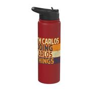 Retro I'm Carlos Doing Carlos Things Funny Birthday Joke Stainless Steel Insulated Water Bottle