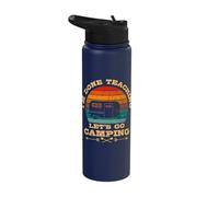 Retro I'm Done Teaching Let's Go Camping Teachers Vintage RV Stainless Steel Insulated Water Bottle